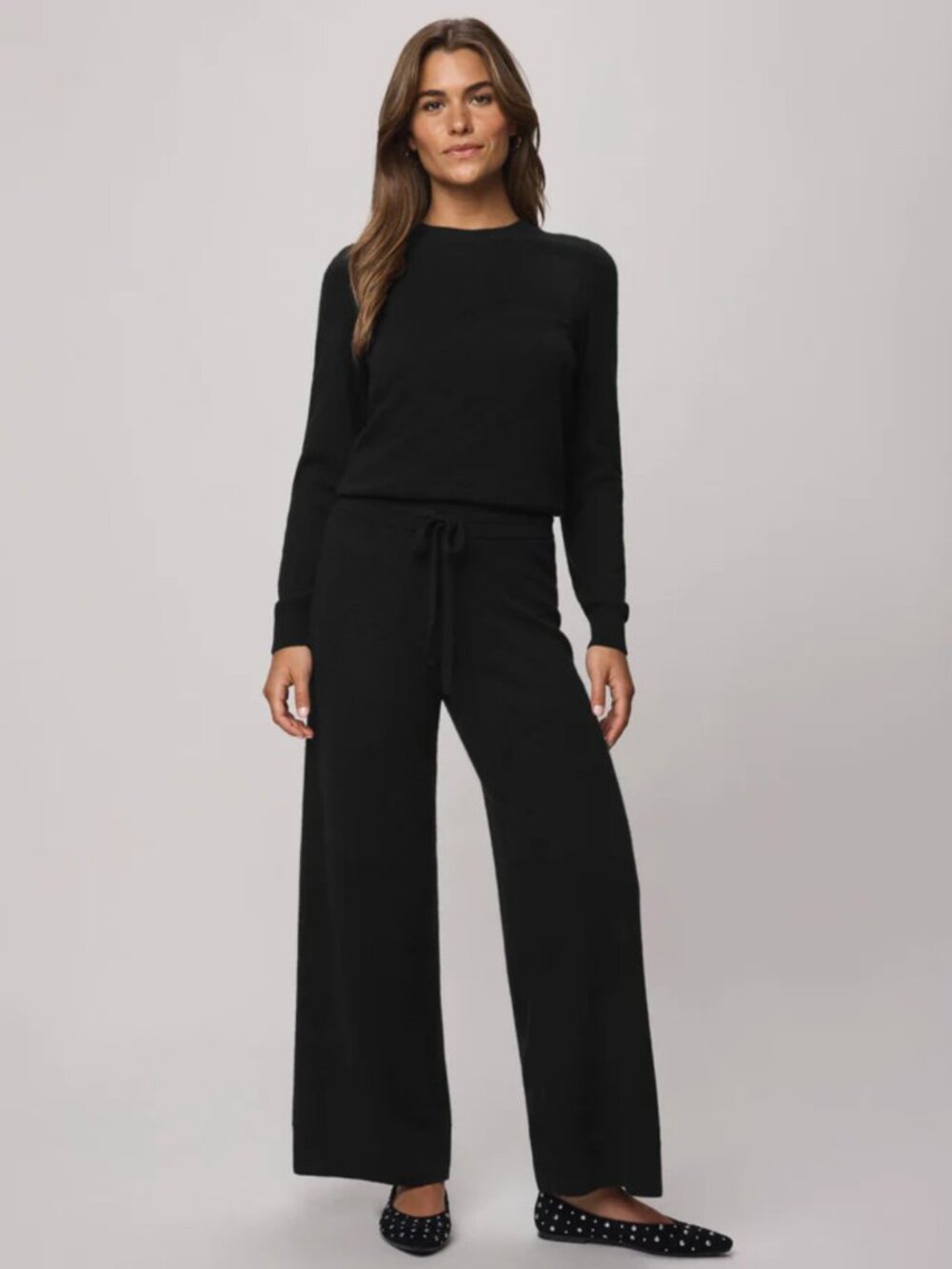 Splendid Collection 100% Cashmere Wide Leg Pant in Black - L
